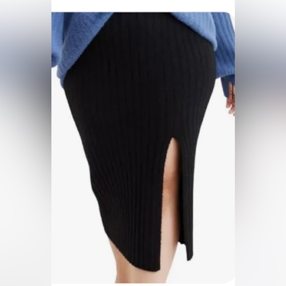 Aerie Black Ribbed Pencil Skirt